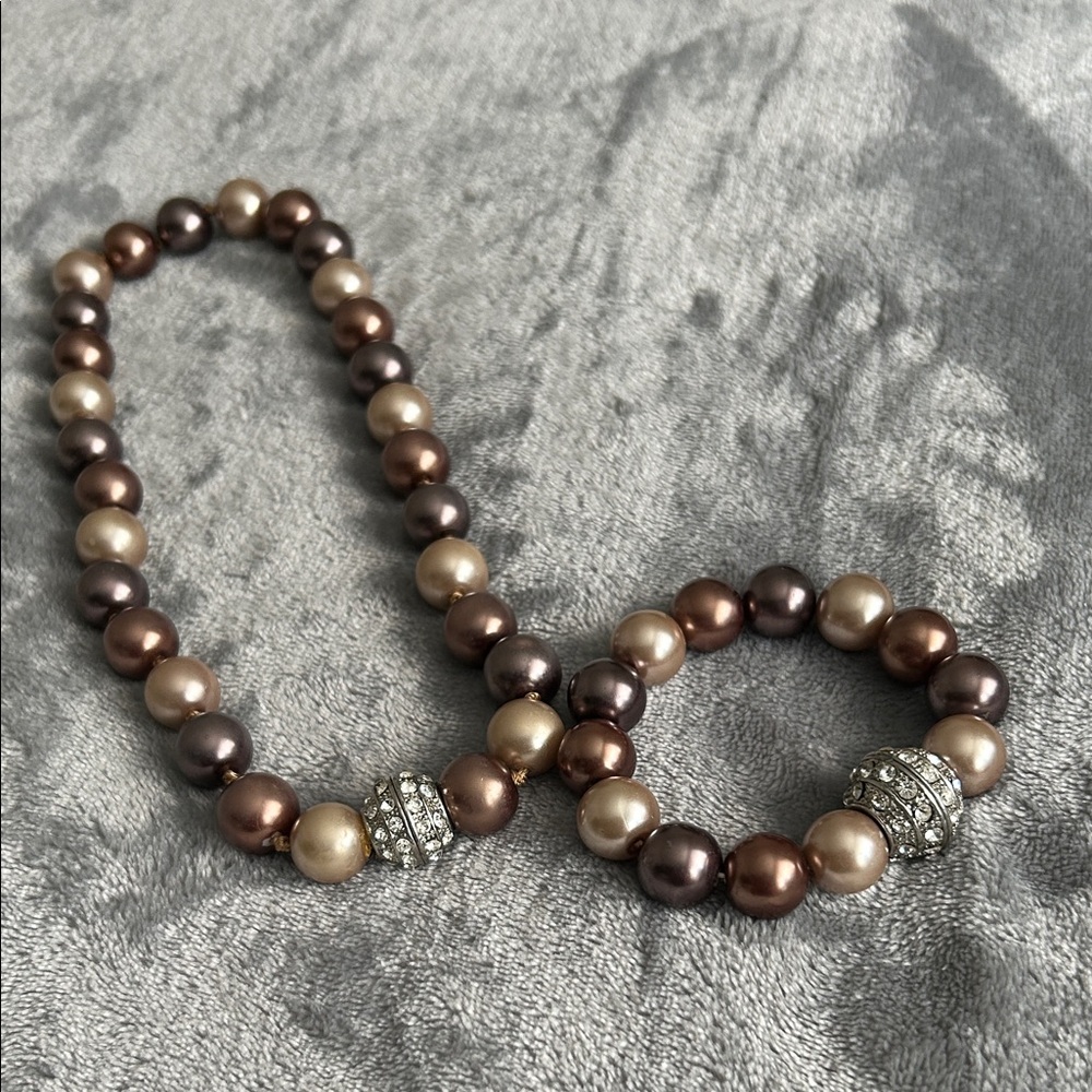 Elegant Pearl Bead Necklace and Bracelet Set